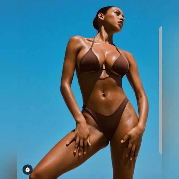 NEW Skims Swim Micro Tanga Bikini Bottoms Sz SMALL in Cocoa - Picture 4 of 9